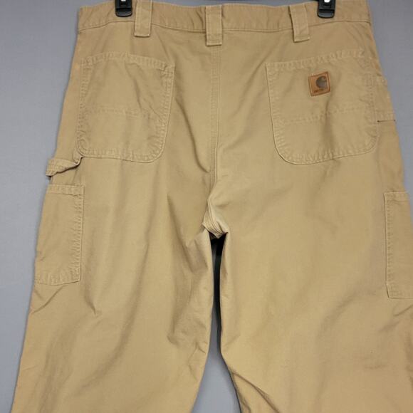 Carhartt Dungaree Fit Carpenters Pants Mens 40" x 32" Canvas Work Tan Pockets - Picture 12 of 15